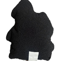 Thumbnail for Back view of black sherpa fleece haunted house shaped throw pillow