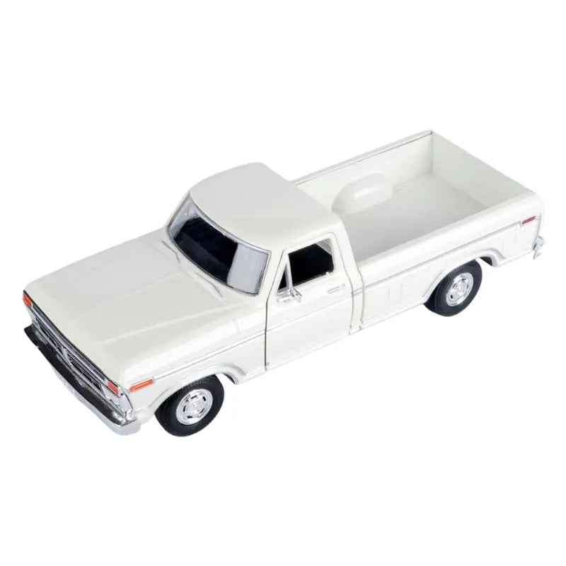 Overhead view of white 1977 Ford F-150 diecast pickup truck 1:24 scale.