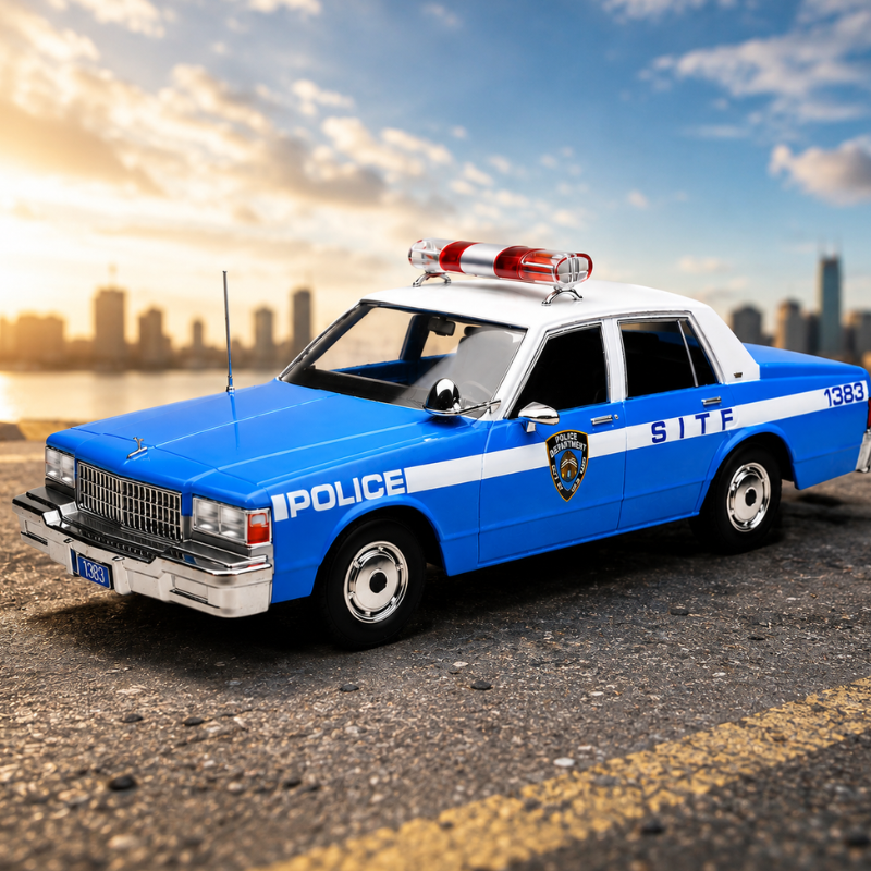Model Car Group 1:18 Chevrolet Caprice Police Car Diecast Model Blue and White SITF 1383