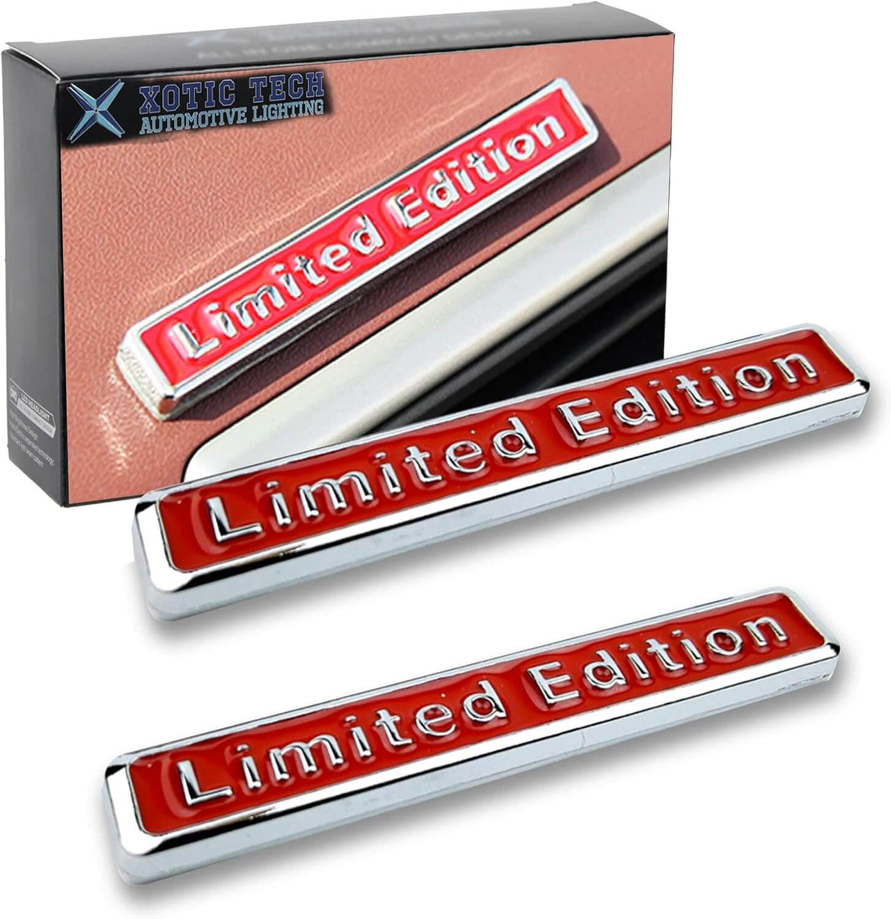 2PCS Red Limited Edition Metal Emblem Stickers | Car Fender & Trunk Badge | Zipmar