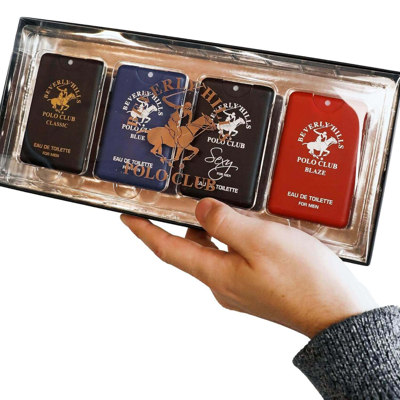 Beverly Hills Polo Club 4PC Pocket Cologne Gift Set | Classic, Sexy, Blaze, Blue | Zipmar