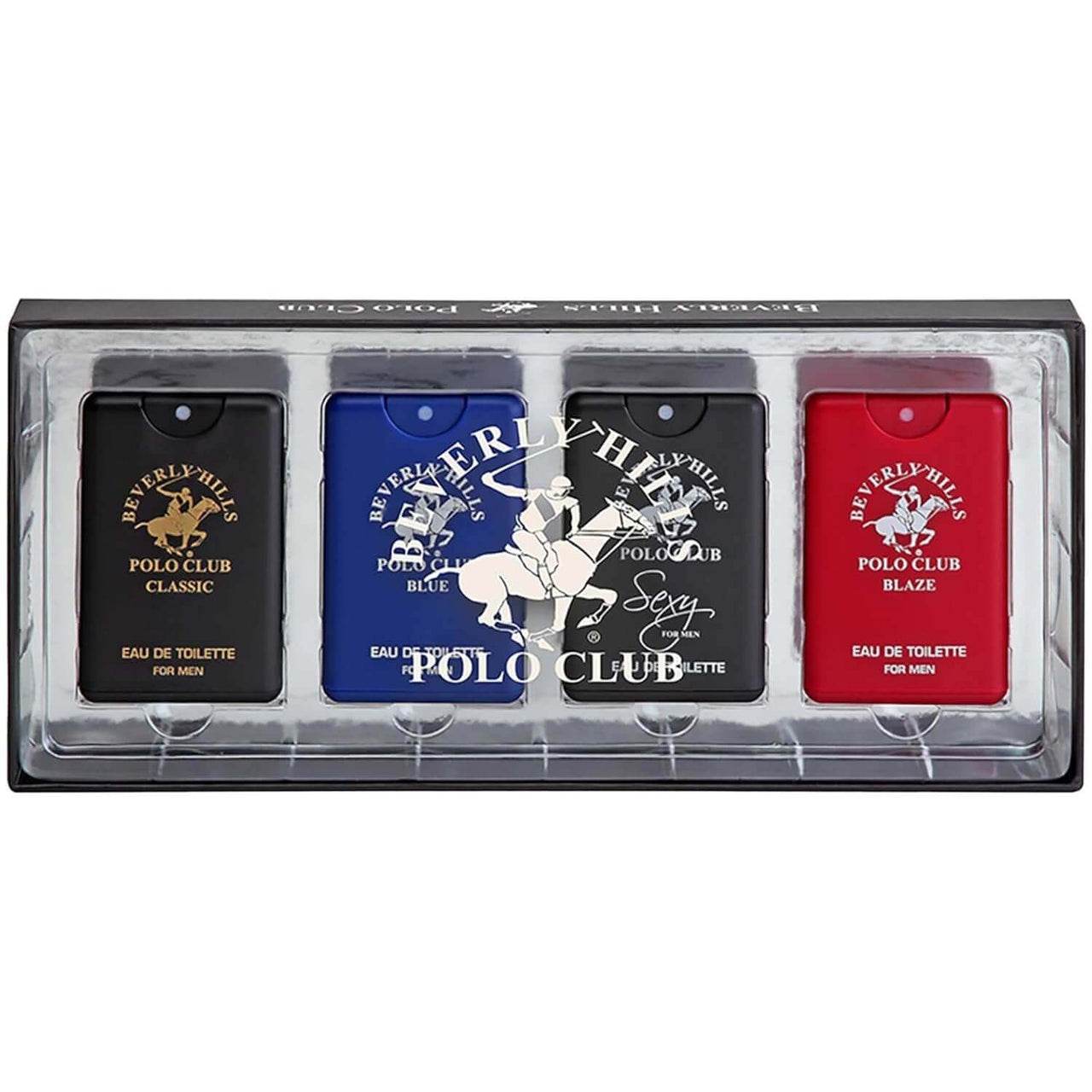 Beverly Hills Polo Club 4PC Pocket Cologne Gift Set | Classic, Sexy, Blaze, Blue | Zipmar