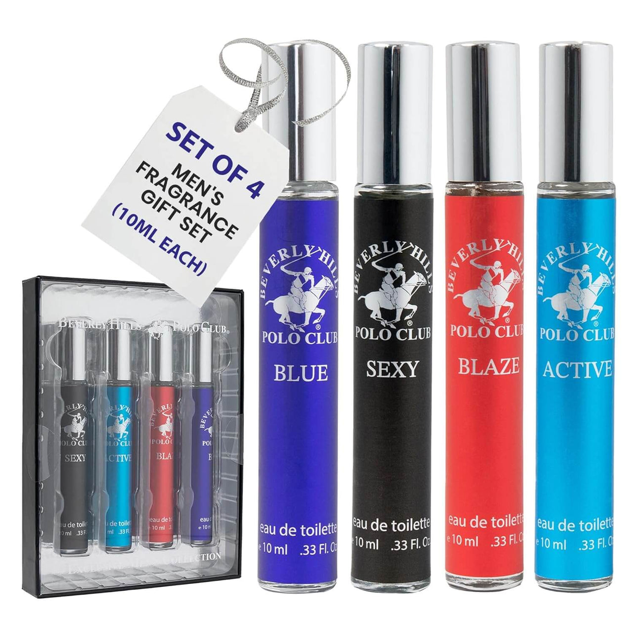 Beverly Hills Polo Club EDT Pen Spray Set | 4x10ml Cologne for Men | Zipmar
