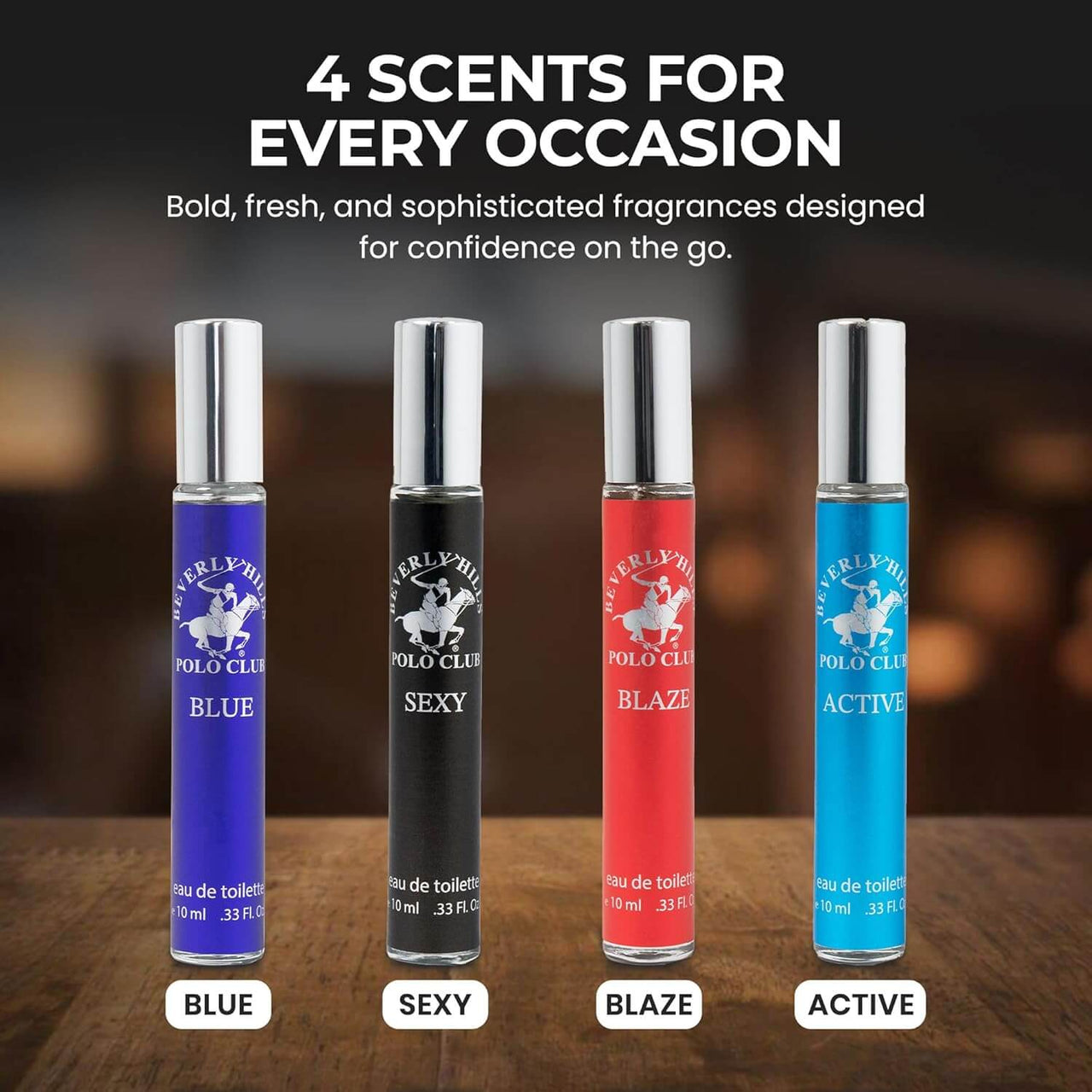 Beverly Hills Polo Club EDT Pen Spray Set | 4x10ml Cologne for Men | Zipmar