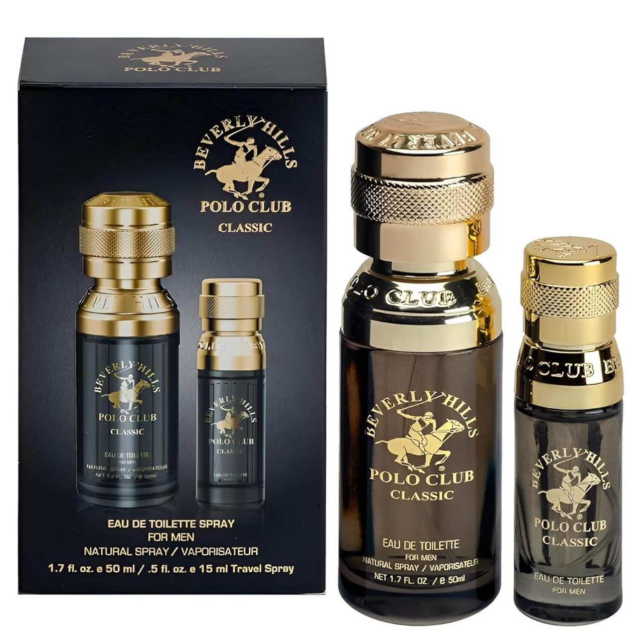 Beverly Hills Polo Club Men’s Eau De Toilette Bonus Pack – 1.7 oz EDT + 0.5 oz Travel Spray - Assorted Scents