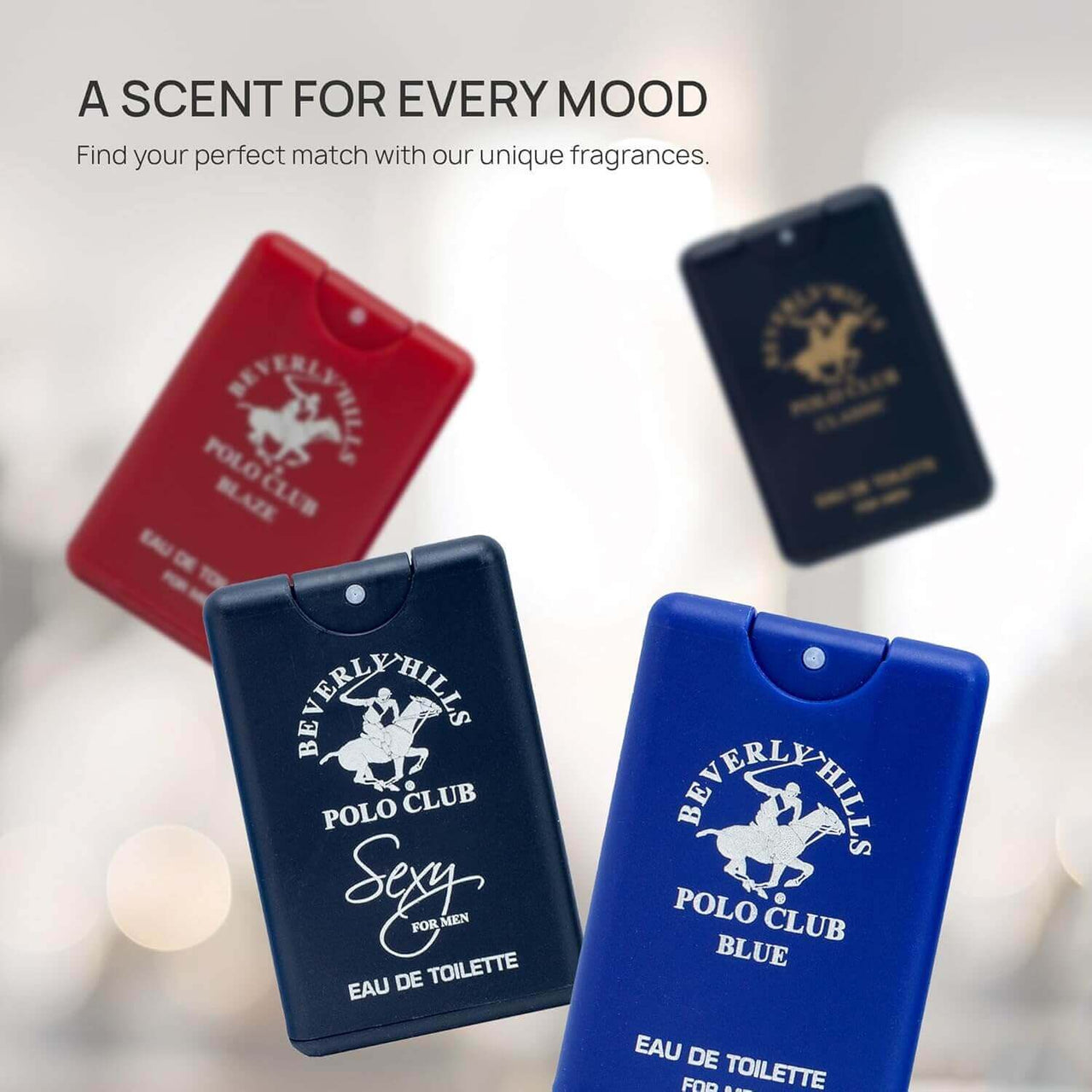 Beverly Hills Polo Club Men’s Pocket Spray 4PC Set | Blaze, Classic, Blue, Sexy | Zipmar