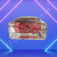 Thumbnail for Clear glass block with red interior on a blue background with neon lines