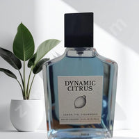 Thumbnail for Perfume bottle labeled 'Dynamic Citrus' with a plant in the background