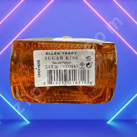 Thumbnail for Ellen Tracy Sugar Kiss perfume bottle with label on a blue and pink geometric background