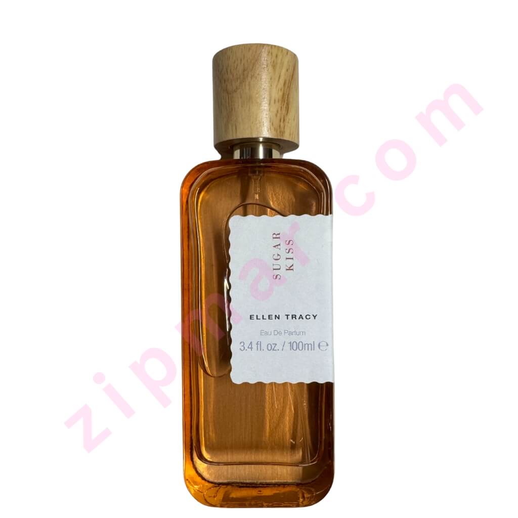Brown perfume bottle with wooden cap on a white background
