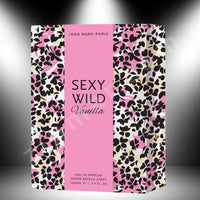 Thumbnail for Perfume bottle packaging with pink and black floral pattern on a gray background