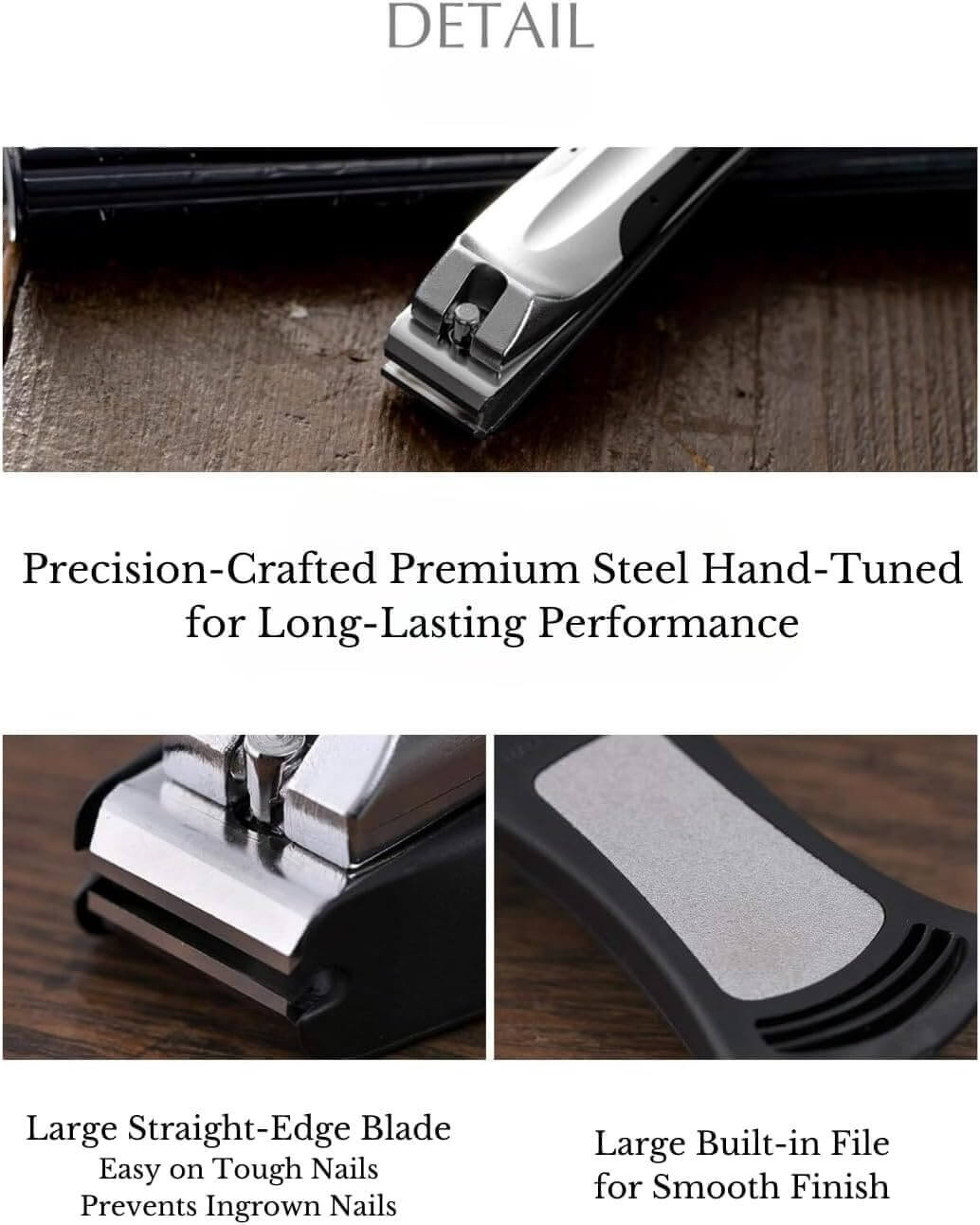 KAI Japanese Nail Clippers with Side File | Stainless Steel Large | Zipmar