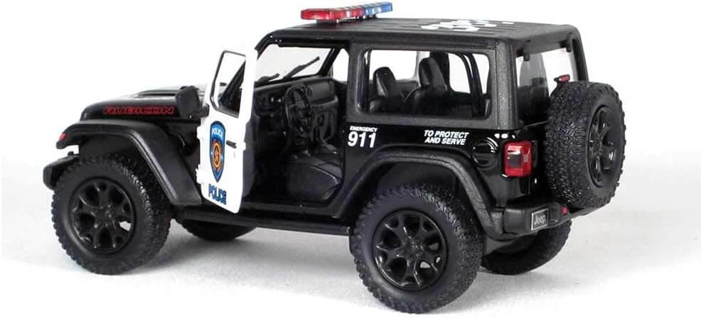 KiNSMART 5" Die-cast: 2018 Jeep Wrangler Rubicon Police Edition (Black/White) | Kinsmart