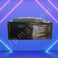 Thumbnail for Black rectangular object with text on a blue background with neon lights