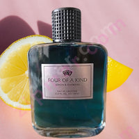 Thumbnail for Perfume bottle labeled 'Four of a Kind' with lemon slices on a pink background