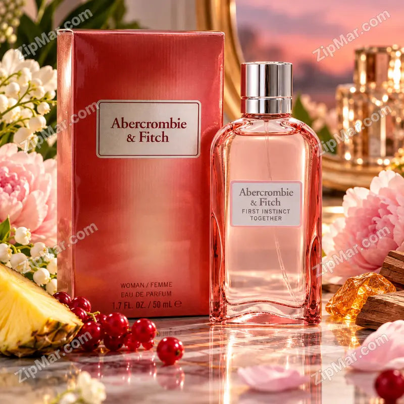 Abercrombie and Fitch First Instinct Together Woman Femme Eau de Parfum 1.7 fl oz 50 mL red box and rose tinted bottle