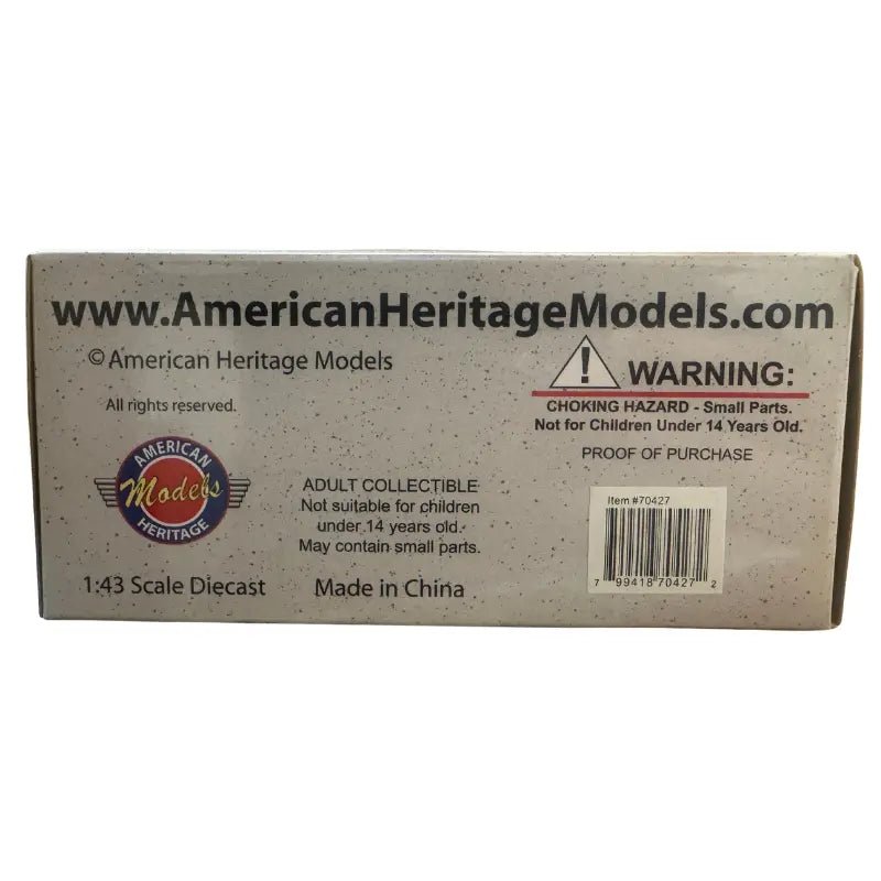American Heritage Models item 70427 box bottom 1:43 scale diecast made in China