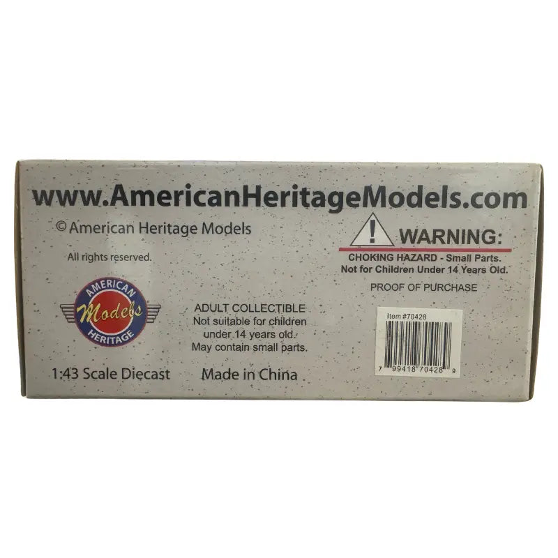 American Heritage Models item 70428 box bottom 1:43 scale diecast made in China