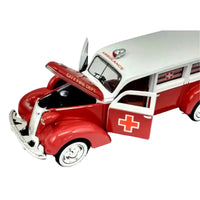 Thumbnail for American Heritage Models 1937 Studebaker Ambulance red white opening hood City Fire Dept detail