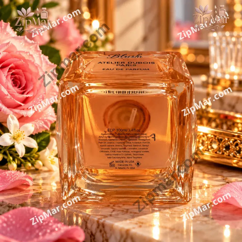 Bottom view of Atelier Dubois Paris Ciel Blush Eau de Parfum 100 mL bottle showing EDP details and ingredients label