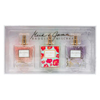 Thumbnail for Badgley Mischka Overture Trio perfume set top view showing Audrey, Poppy and Ava 30ml bottles