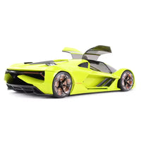 Thumbnail for Three-quarter rear view of the 1:24 scale Bburago Lamborghini Terzo Millennio with both scissor doors open.