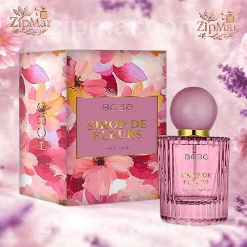 BCBG Sirop De Fleurs Eau De Parfum bottle and floral outer box