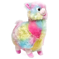 Thumbnail for Bearington rainbow llama 12 inch plush standing product photo