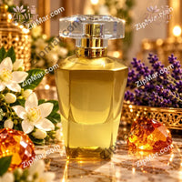 Thumbnail for Back view of Bellevue Parfums Amber Elixir Pour Femme gold faceted glass bottle with clear crystal cap