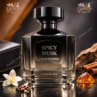 Thumbnail for Bellevue Parfums Spicy Musk Pour Homme Eau de Parfum 3.4 fl oz bottle front with Made in USA