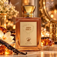 Thumbnail for Beverly Hills Polo Club Amber Vanilla Eau de Parfum 3.4 fl oz amber glass bottle with gold cap and vanilla beans