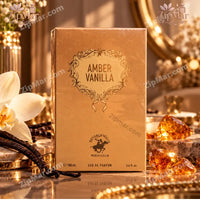 Thumbnail for Front view of Beverly Hills Polo Club Amber Vanilla Eau de Parfum 100 mL gold retail box