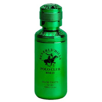 Thumbnail for Beverly Hills Polo Club Bold Eau de Toilette 3.4 oz Men’s Cologne, close-up of the metallic green bottle with unique cap.
