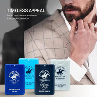 Thumbnail for Close-up of a well-groomed bearded man in a plaid suit holding his hand to his chin, illustrating the timeless appeal of the Beverly Hills Polo Club mini fragrance set.