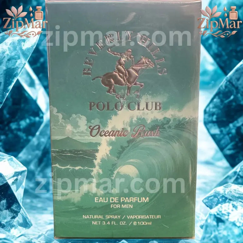 Front sealed retail package of Beverly Hills Polo Club Oceanic Rush 3.4 fl oz