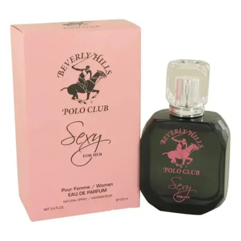 Beverly Hills Polo Club Sexy for Her Eau de Parfum 3.4 oz women’s perfume bottle and packaging.