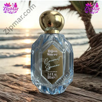 Thumbnail for Bijou Sucré Coconut Squeeze eau de parfum 3.4 fl oz in blue faceted bottle with gold label and gold cap