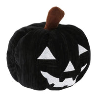 Thumbnail for Side angle view of Black Velvet Jack-O'-Lantern Pumpkin Pillow