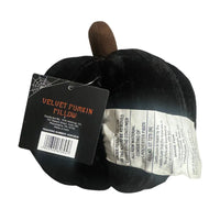 Thumbnail for Back view of Black Velvet Pumpkin Pillow showing retail hangtag (UPC 1922342606957)