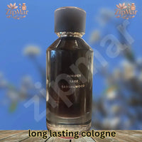 Thumbnail for Bold Legend Eau de Cologne dark glass bottle back with juniper, sage and sandalwood notes printed on the glass