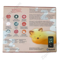 Thumbnail for Snoring Buddies box panel showing 4 cozy features: sound machine, snoring belly, color-changing tap, wireless Bluetooth speaker