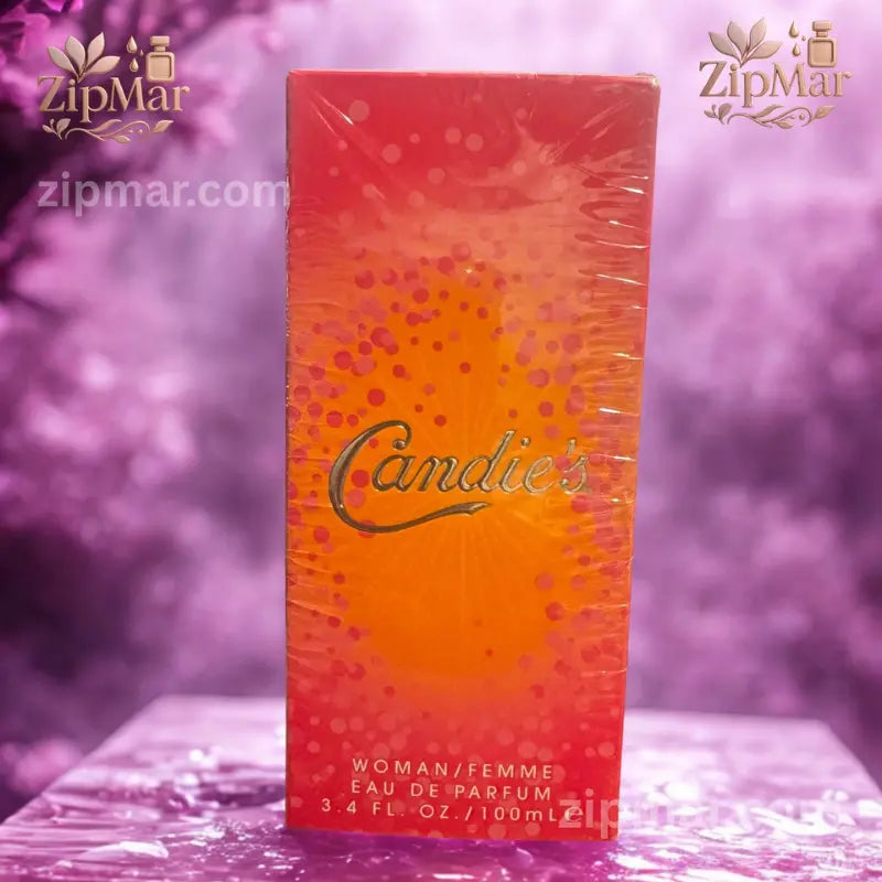Front view of Candie's Eau de Parfum factory sealed box in bright pink packaging