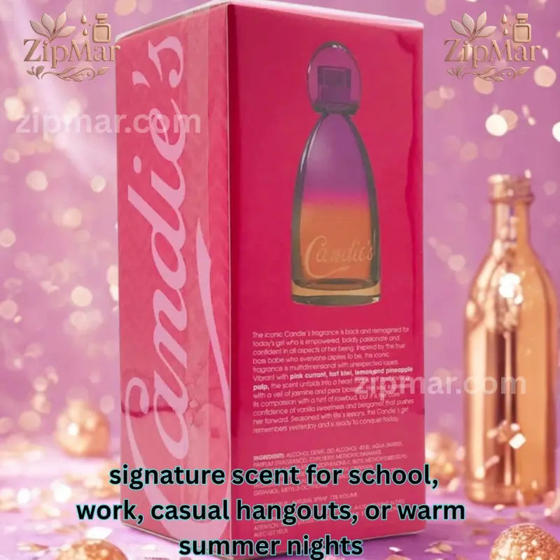 Side angle view of sealed Candie's Eau de Parfum box packaging