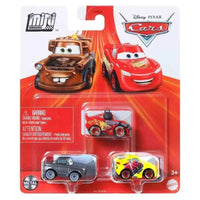 Thumbnail for Full front view of the Mattel Disney Pixar Cars Mini Racers 3-pack packaging on a plain background