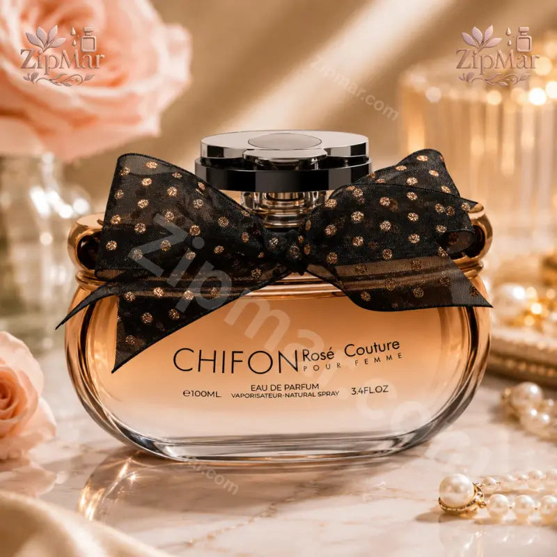 Chifon Rose Couture pour Femme eau de parfum bottle 100ml with navy polka dot bow