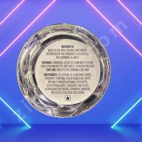 Thumbnail for Back of a cosmetic container with ingredient list on a blue and pink neon light background