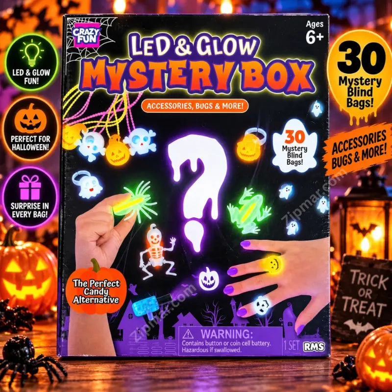 Crazy Fun LED and Glow Mystery Box Halloween edition front cover packaging