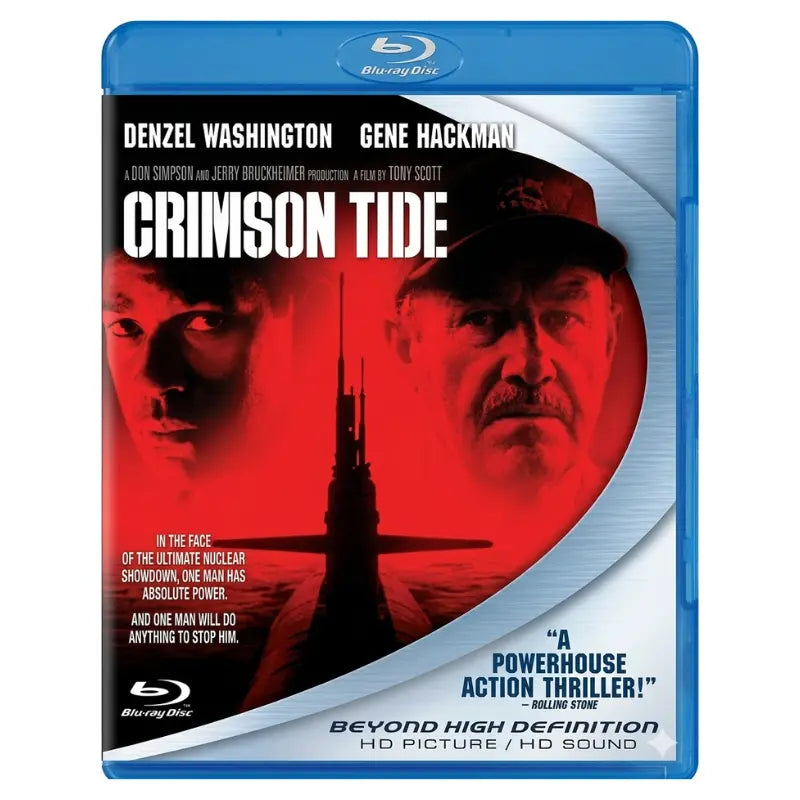 Crimson Tide 1995 Blu-ray front cover featuring Denzel Washington and Gene Hackman submarine thriller Tony Scott