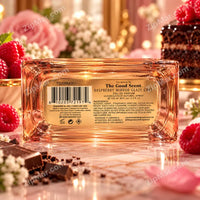 Thumbnail for Bottom label of Curations By The Good Scent Raspberry Mirror Glaze Cake bottle showing barcode 810203721974 and style TGSRMG01