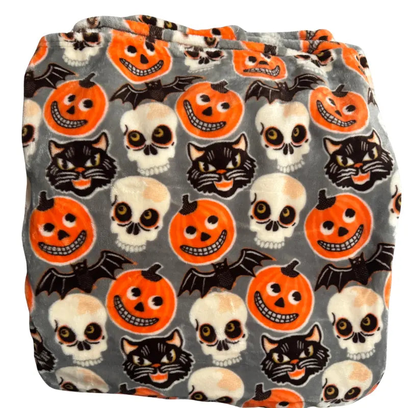 Cynthia Rowley Halloween plush throw blanket flat unfolded view